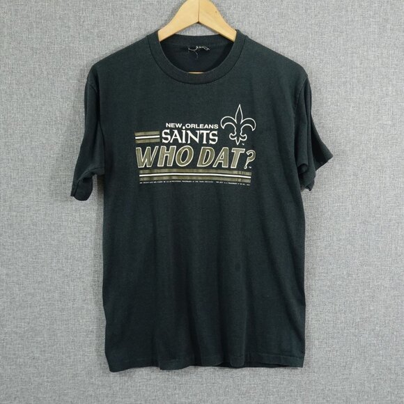 Vintage 90's New Orleans Saints Who Dat Tee - Size Small Single Stitch T-Shirt - Picture 2 of 7